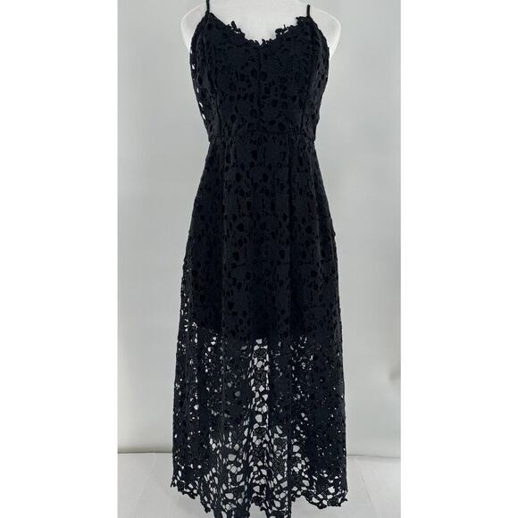 ASTR The Label Midi Dress Size XL Lace Cocktail Wedding Guest Fairy Whimsy Black - Picture 6 of 16